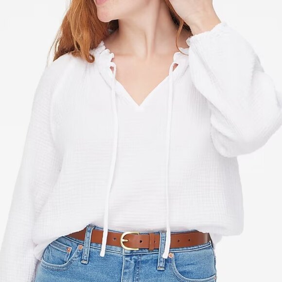 J. Crew Petite long-sleeve gauze tie-neck top Size Petite Small - Picture 1 of 11